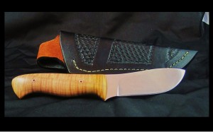 Fiddleback Maple custom hand made knife CPM154 steel