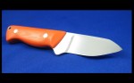 Custom handmade knife, hand rubbed 440C blade with orange G10 handle